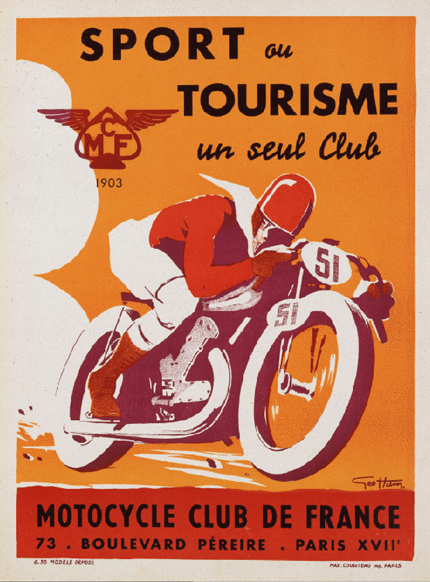 Sport ou Tourisme un seul Club, Motorcycle Club de France - Vintage French Sports Printable Poster