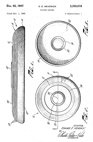 The 1967 Frisbee patent, filed by Ed Headrick on  behalf of Wham-O. (U.S. Patent and Trademark Office)
