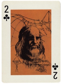Two of Clubs - Leonardo da Vinci and a few samples of his flying machines